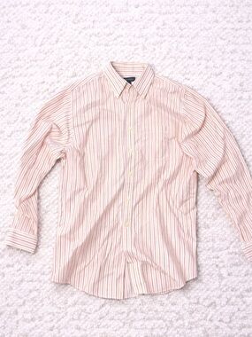 Brooks Brothers Pink White Striped Dress Shirt Men’s Large Button Down Classic